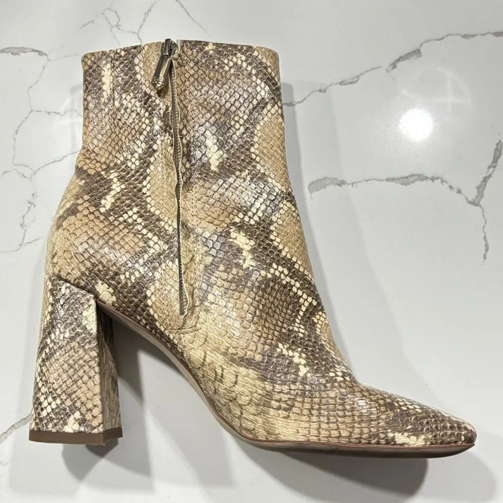 Sam Edelman Women’s Block Heels Snakeskin Square Toe CODIE Ankle Boots Size 8